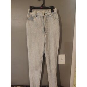 Vintage Bongo High Waisted Acid Wash Tapered Ankle Zip Jeans Light Blue Size 1